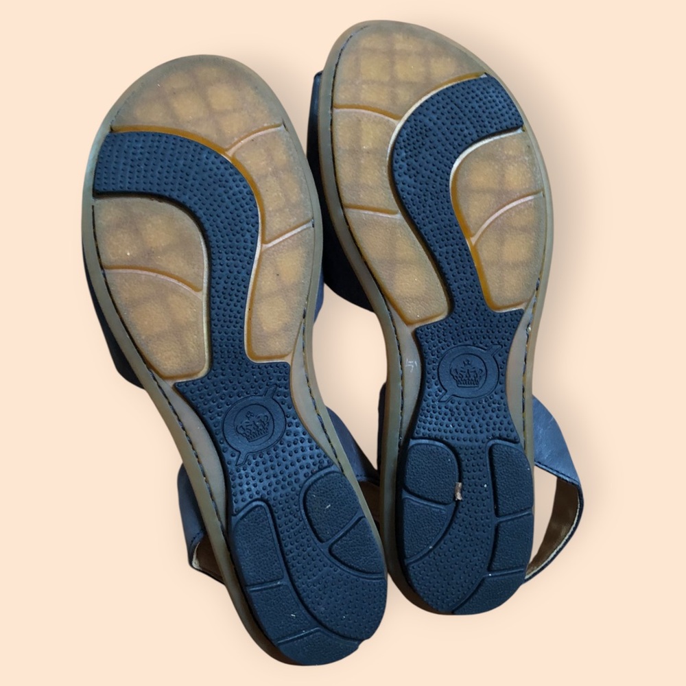 Born Trang Blue Leather Slingback Flat Sandals Peep-toe Cushioned Women’s 8M - Picture 7 of 14